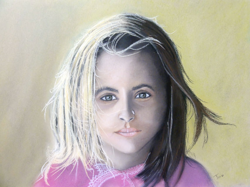 dessin portrait feminin pastel