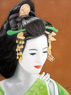 pastel portrait féminin geisha