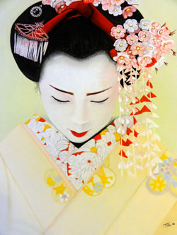 pastel portrait féminin geisha